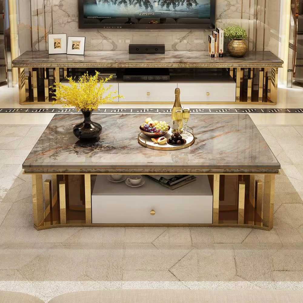 Table basse en marbre pour salon, table à thé, table de canapé, haute qualité