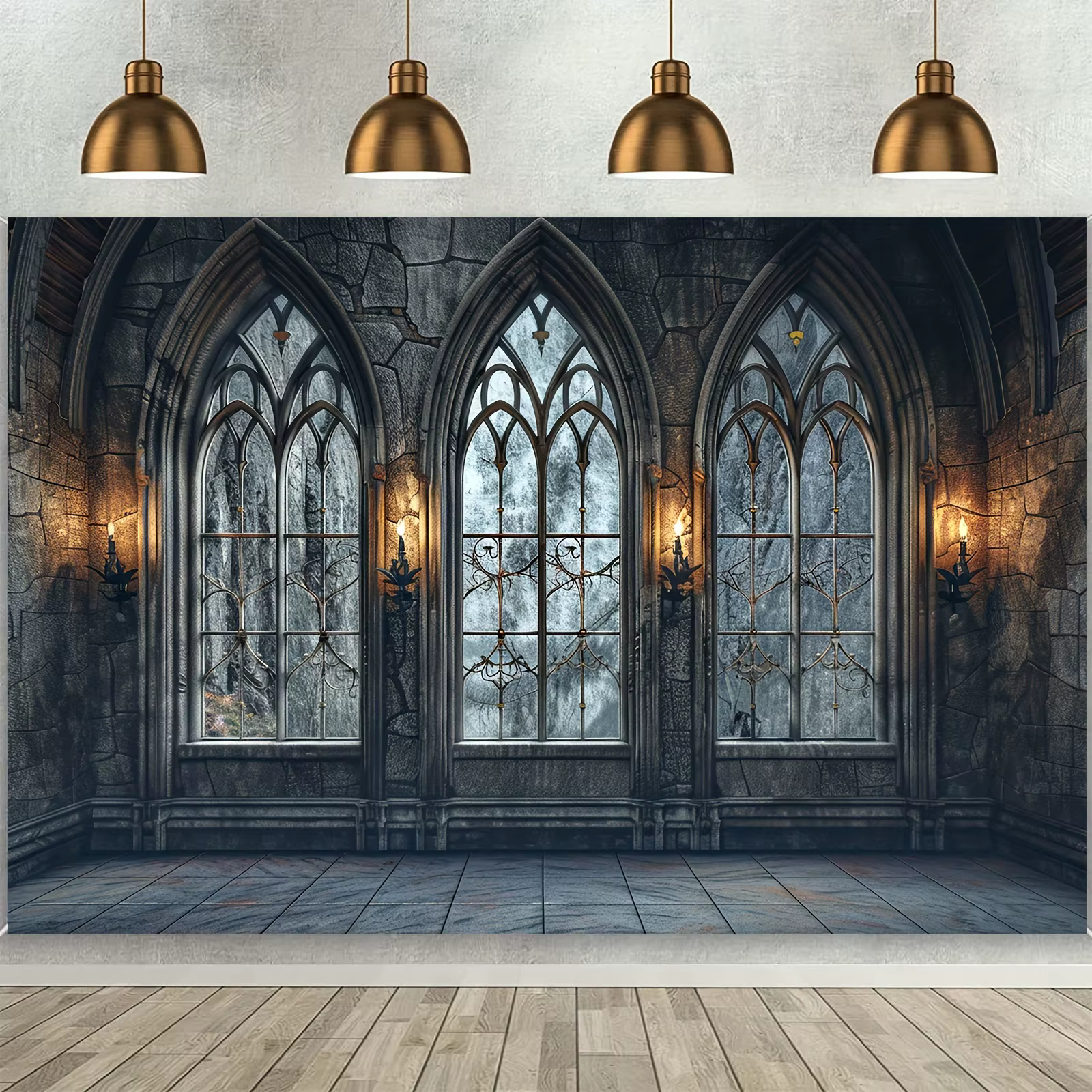 1pc rétro château mur fond photographie fenêtre mur fond Studio accessoires fête mariage bannière dé