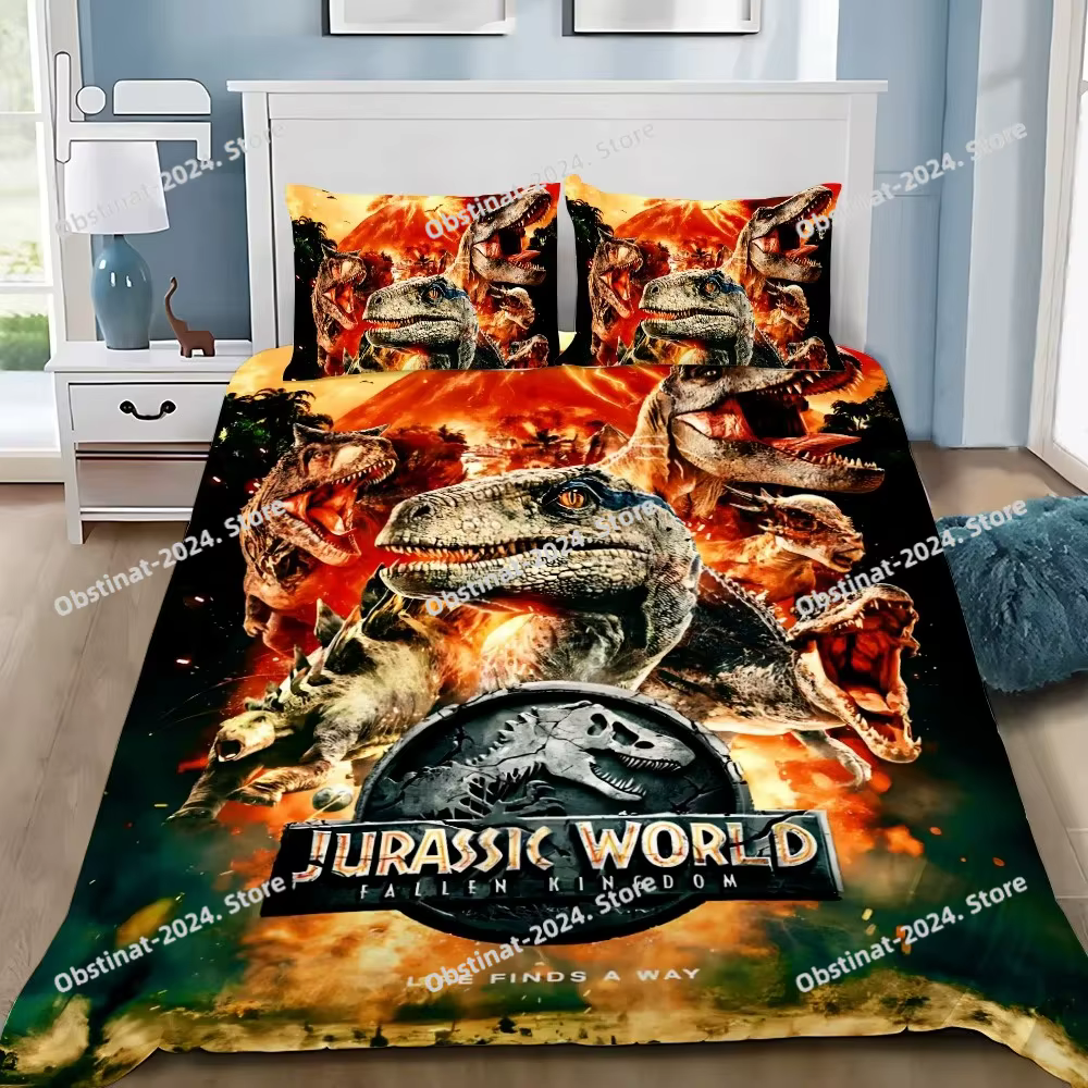 Jurassic Dinosaur Park World – housse de couette et taie d'oreiller, ensemble de literie pour adulte