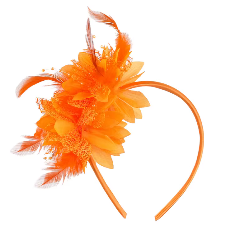 Bandeau à fleurs en plumes, accessoire de cheveux élégant pour fête d'halloween, diadème de mariée e