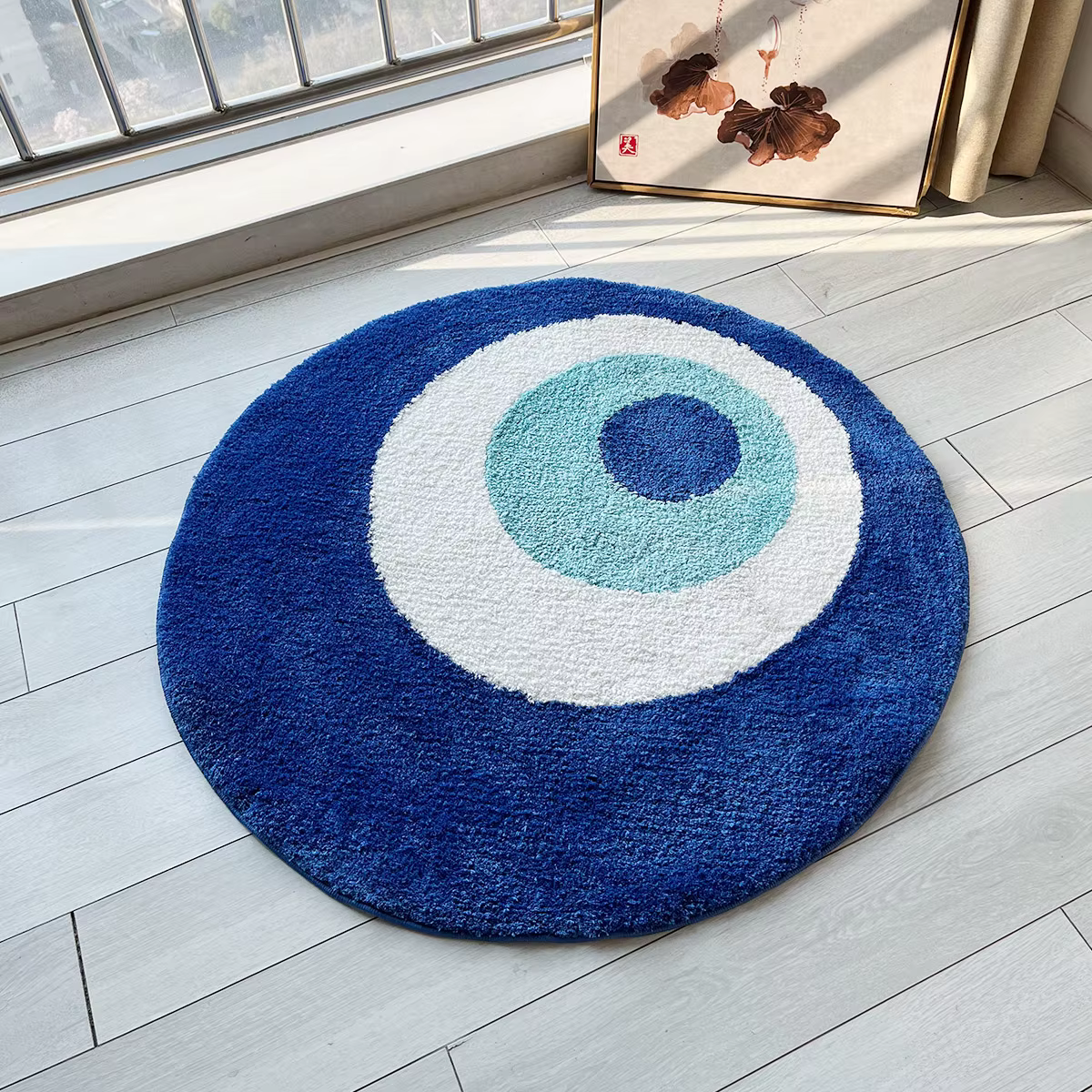 Tapis mauvais œil minimaliste, décoration de maison, salle de bains, touffeté à la main, cadeau de p
