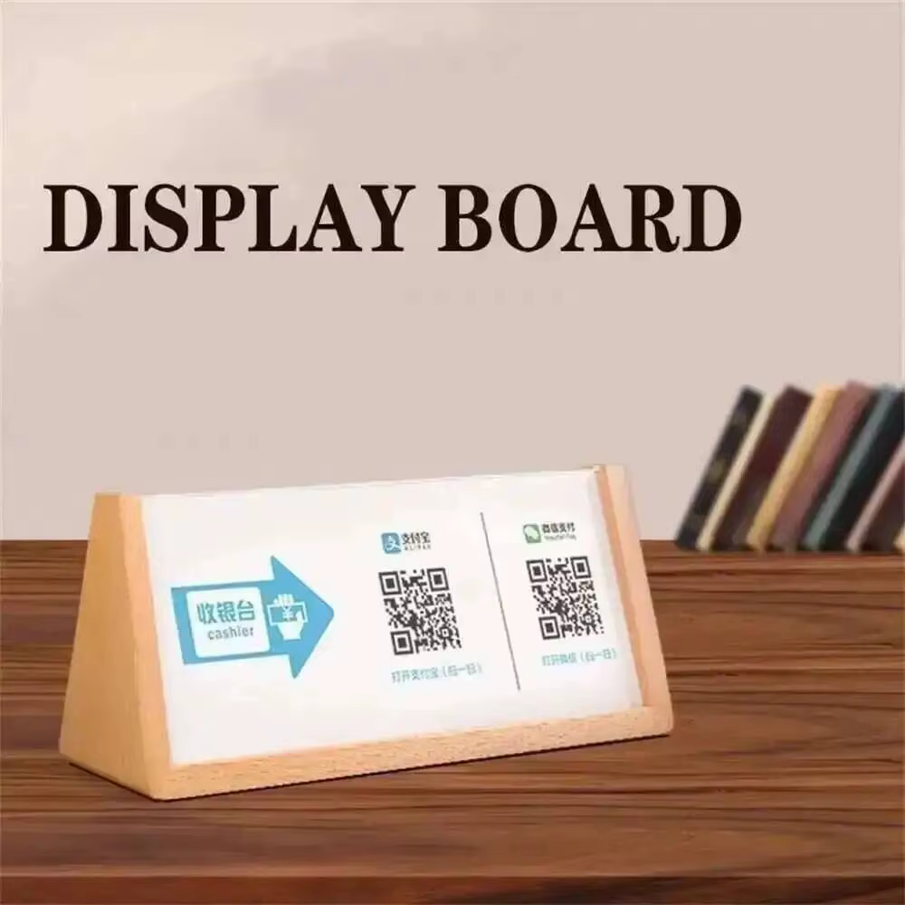 1 pièce : Support de présentation triangulaire double face en bois massif pour bureau d'accueil d'hô
