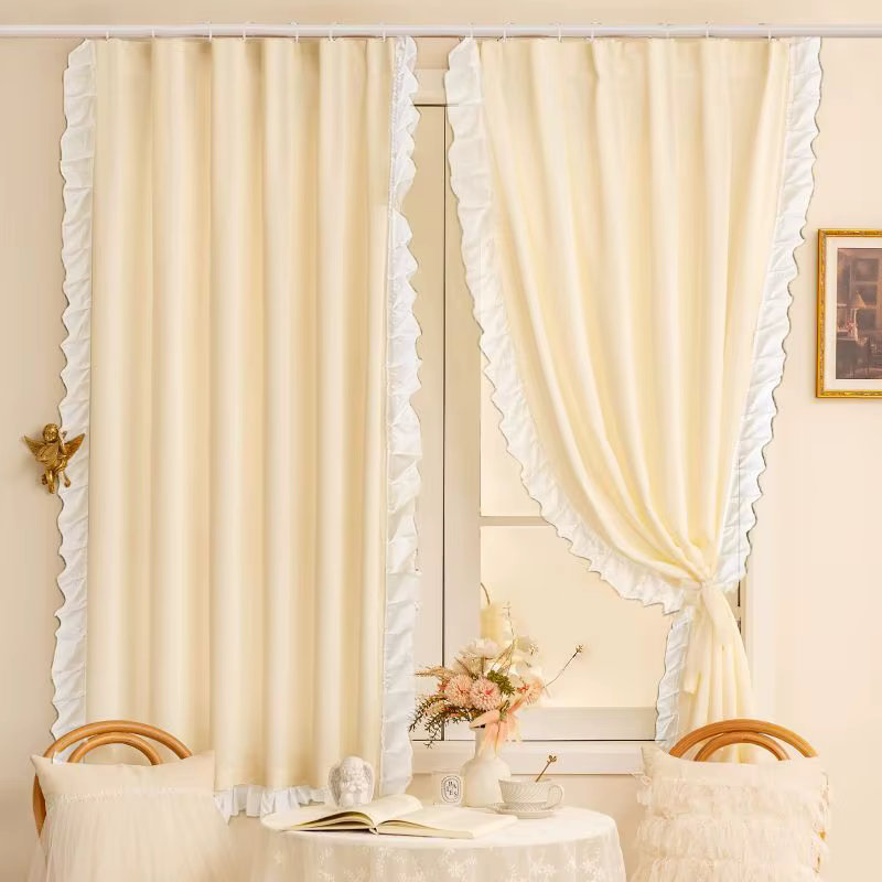 Rideaux roses pour chambre de filles, rideaux occultants, Double couche, panneau de fenêtre