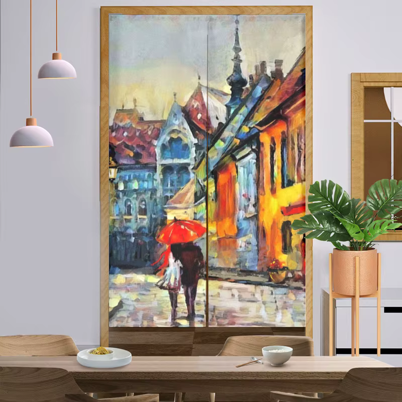 Rideaux de porte forêt salon chambre Nature paysage Noren rideau cuisine demi-rideaux entrée Feng Sh