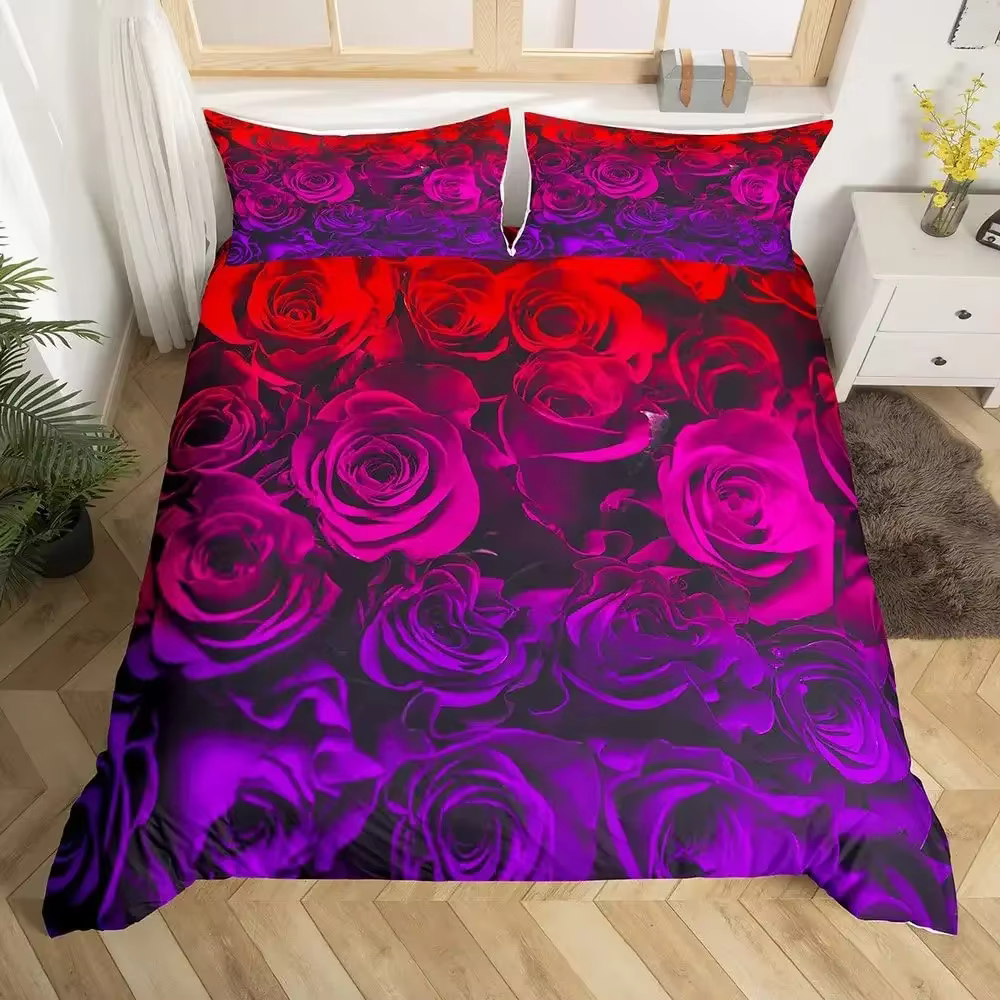 Rose housse de couette ensemble de literie reine complète pour garçons filles cadeaux chambre microf