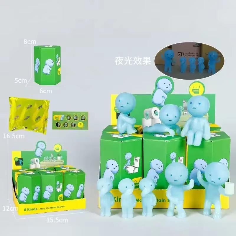 Figurines Surprise en Boîte Mystère, Série Salon et Chambre, Plusieurs Poupées Vertes Noctilucentes,