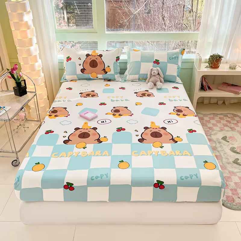 Drap-housse imprimé 100 % coton, toutes saisons, doux pour la peau, avec poches profondes, pour mate