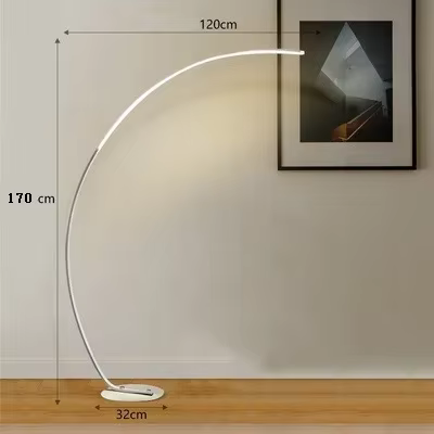 Lampadaire Led nordique moderne en forme d'arc, lumière sur pied avec télécommande à intensité varia