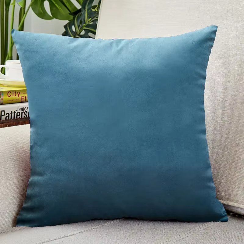 Housse de coussin en velours bleu 45x45cm, taie d'oreiller décorative pour salon, canapé, décoration