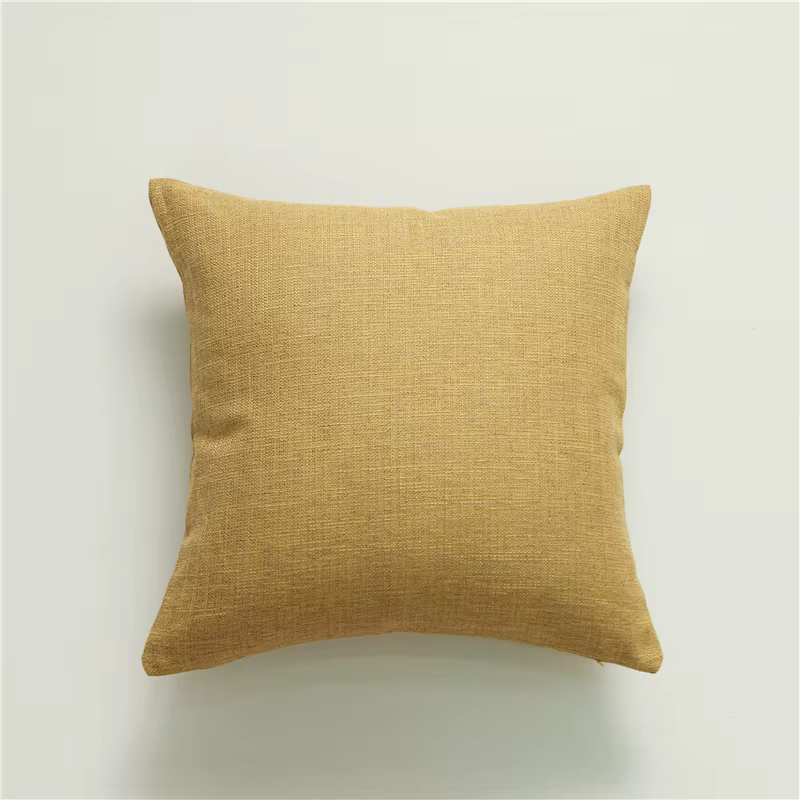 Juste de coussin en lin jaune, taie d'oreiller décorative pour la maison, le canapé, le salon, la vo