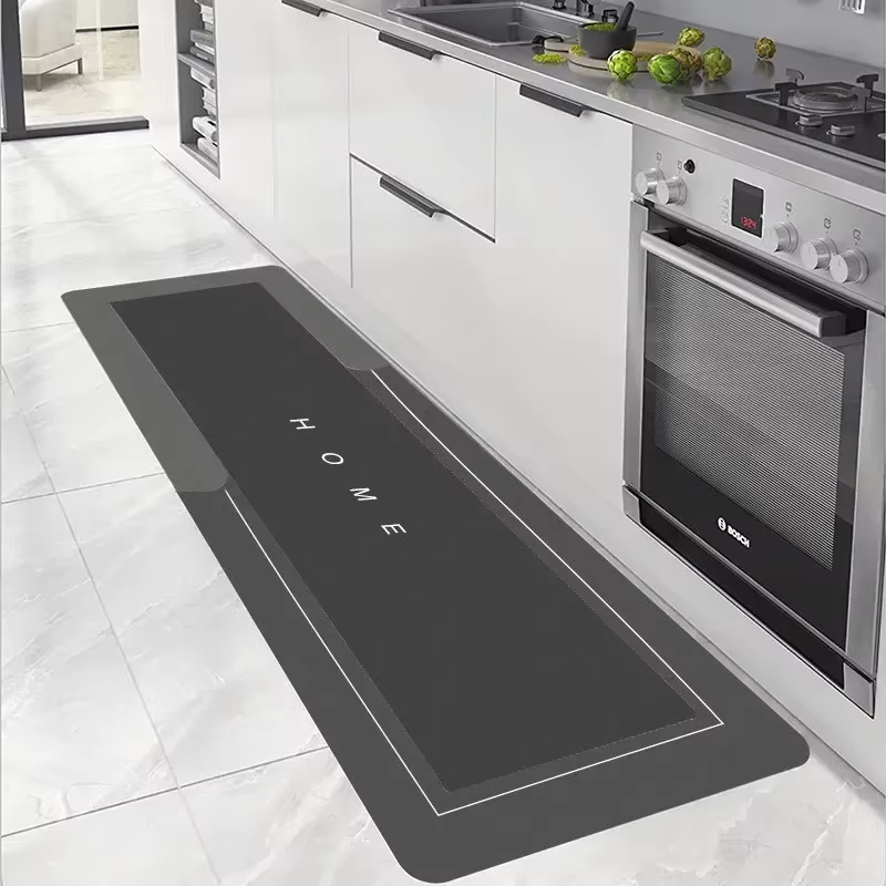 Tapis absorbant de cuisine antidérapant, imperméable, lavable, confortable, sur pied, à longue bande