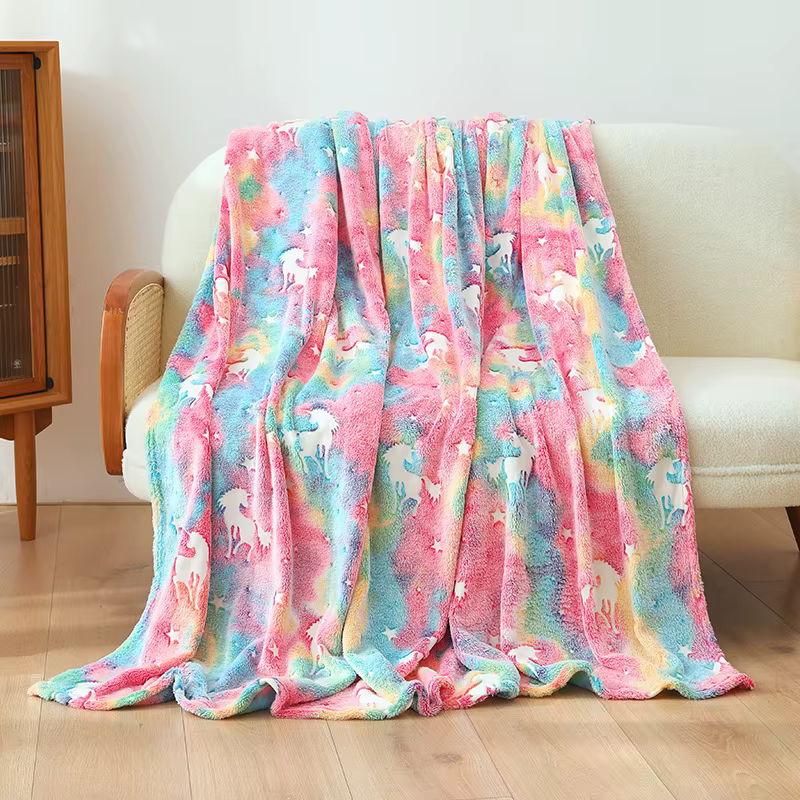 Couverture licorne qui brille dans la nuit, cadeaux pour filles, couvertures de fête licorne, jouets