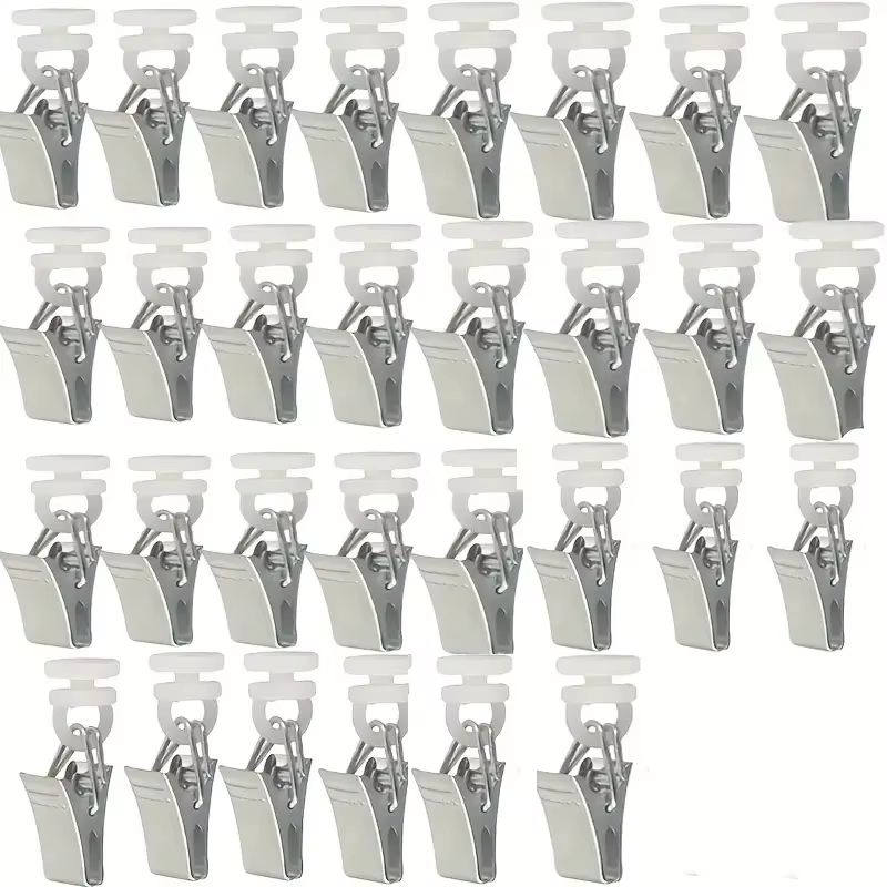 30 pièces Clips de rideau en métal avec rouleaux en Nylon pour rails de rideaux rideaux de douche ri