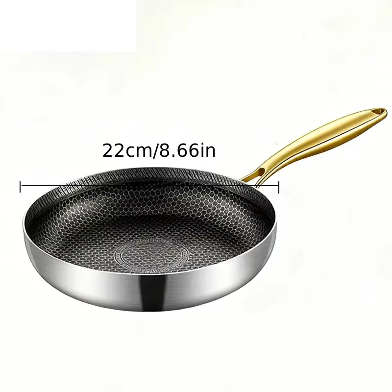 Poêle à frire antiadhésive en acier inoxydable 316, Wok en nid d'abeille, poêle à Steak domestique, 