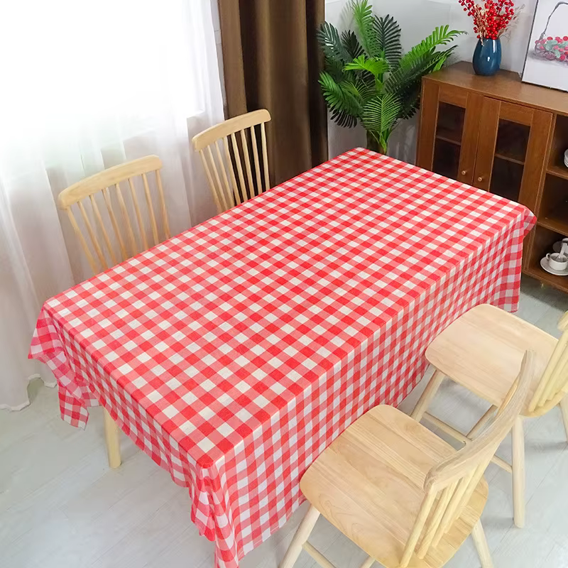 Couverture de Table à carreaux en plastique, nappe rectangulaire rouge et blanche, nappe de pique-ni