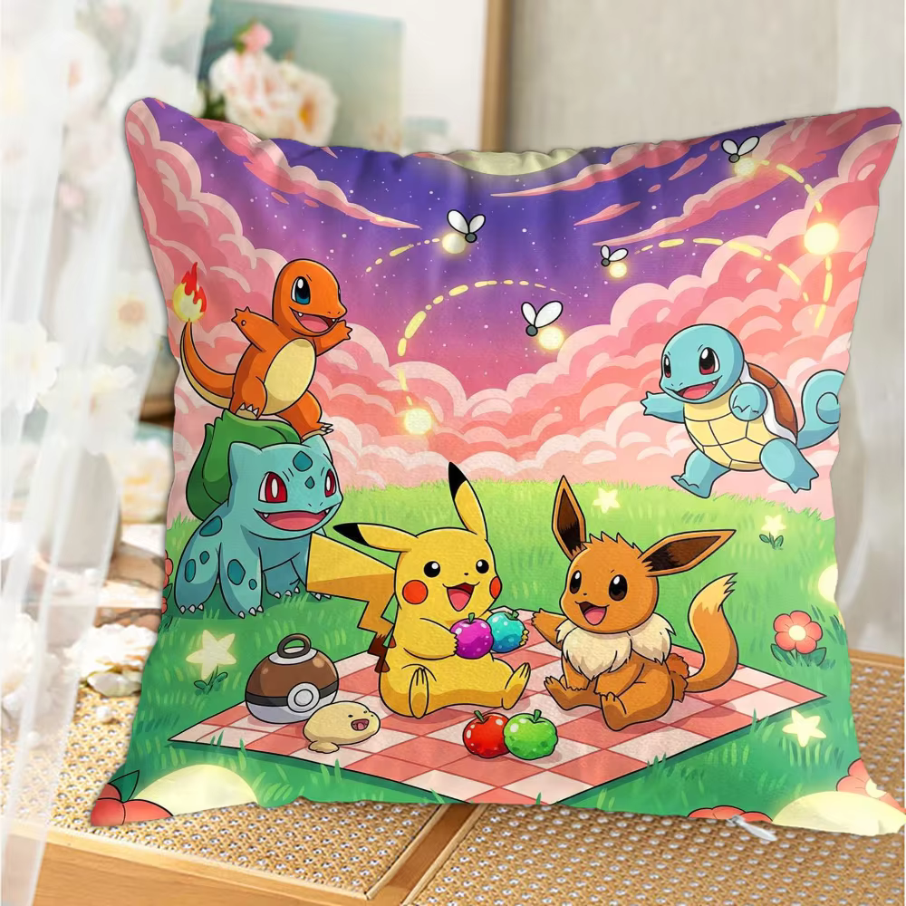 Housse de coussin 45x45, coussins décoratifs de luxe Kawaii P-Pilkachuus pour salon, oreillers de co