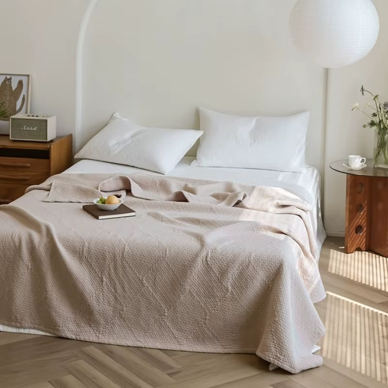Couverture de lit en gaze de coton pur de type A, couette climatisante, couvre-lit jacquard uni, liv