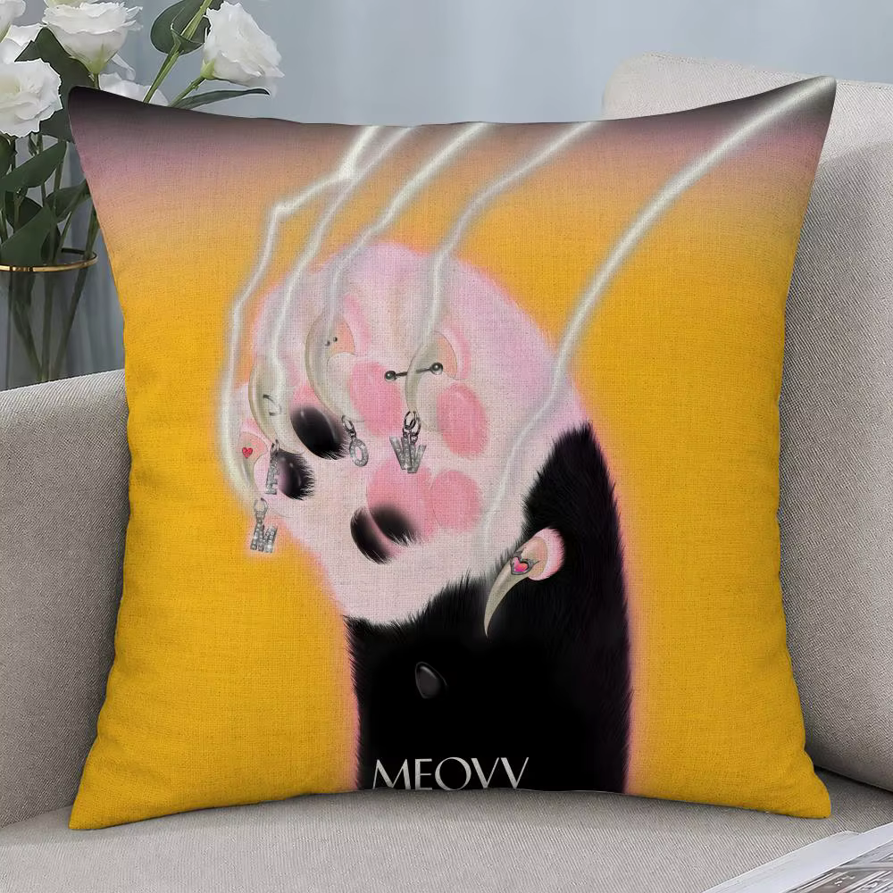 Housse de coussin du groupe Kpop Idol MEOVV, housse de coussin en lin naturel respirant, taie d'orei