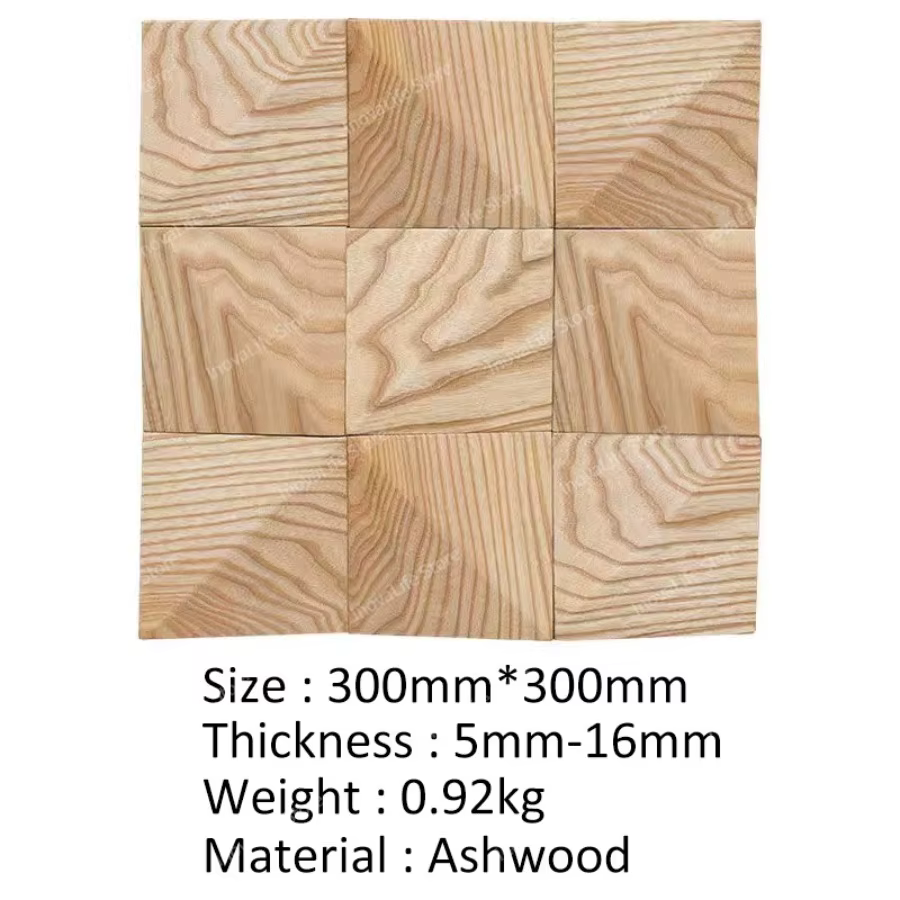 Triangle 3D en bois massif, carrelage mosaïque, panneau de diffuseur acoustique, musique, Restaurant