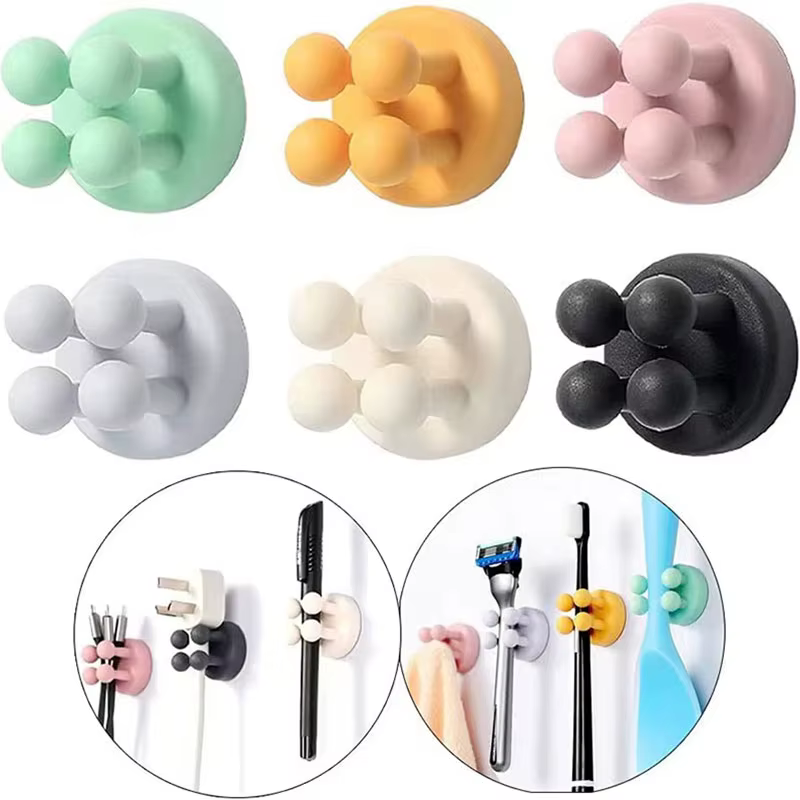 Crochet en Silicone sans poinçon, pour salle de bain, support de rasoir, crochet de rangement, étagè