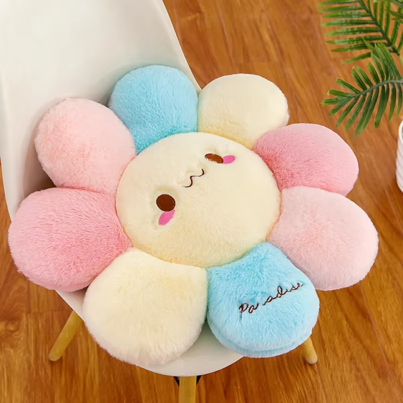 Coussin de tournesol rond coloré mignon, coussin de sol, oreiller Murakami, chambre à coucher, salon
