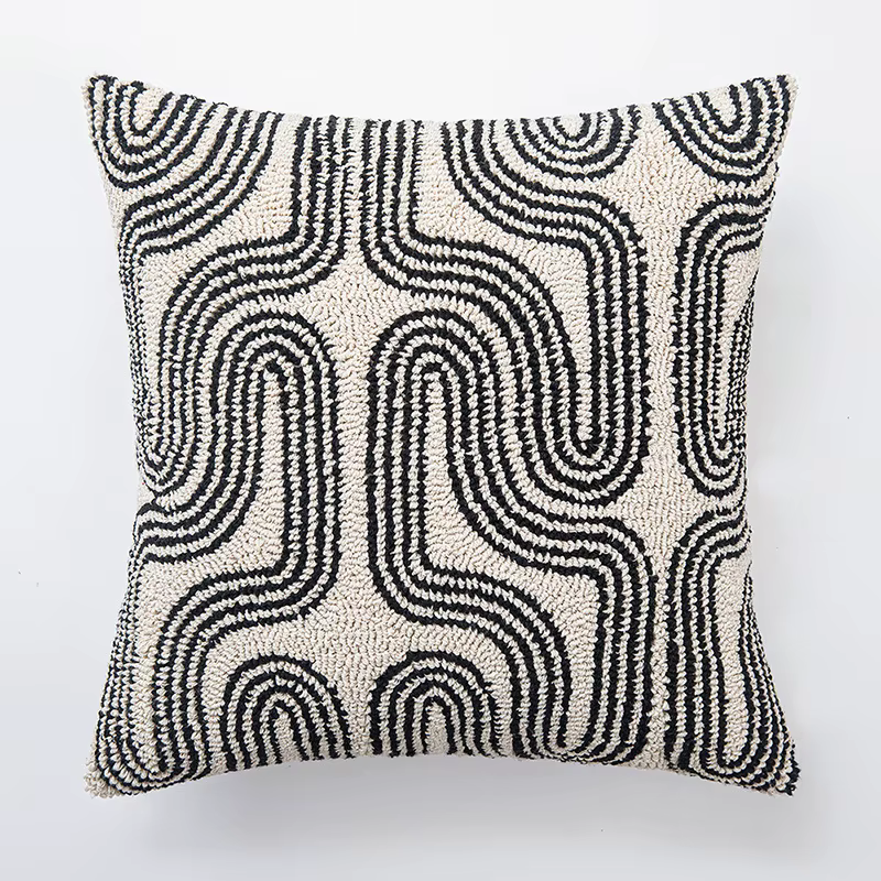 Juste de coussin brodée abstraite géométrique, taie d'oreiller entièrement tuftée, oreillers décorat