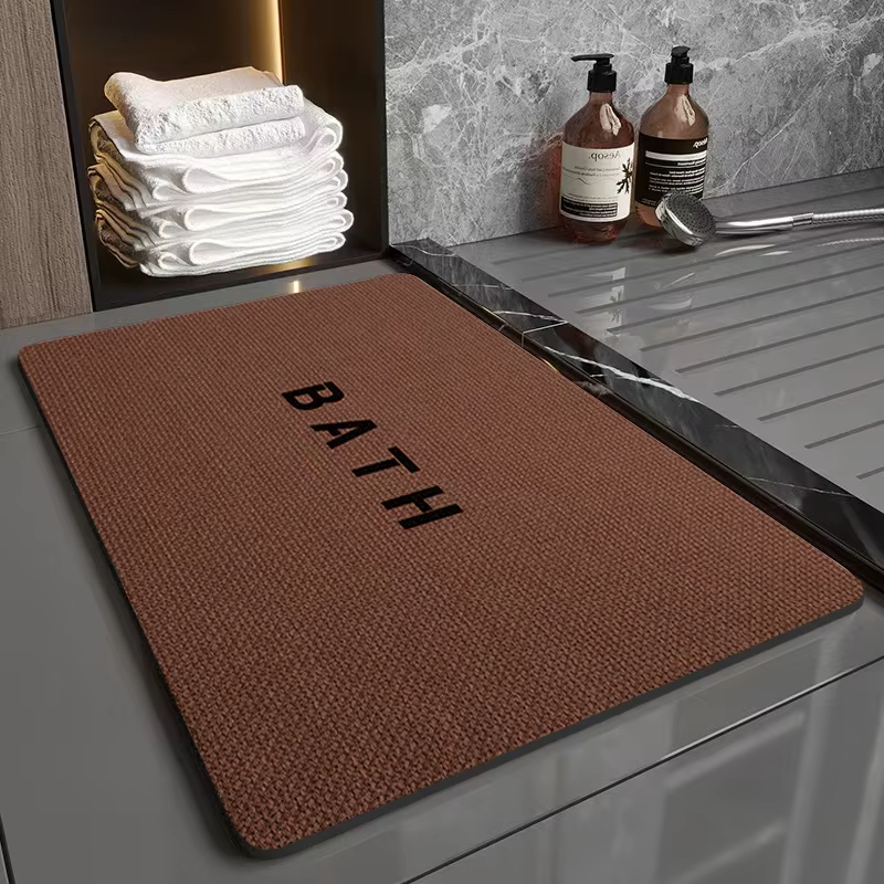Tapis de sol 2D plat pour salle de bain, imitation tissée en boue de diatomée, tapis absorbant carré