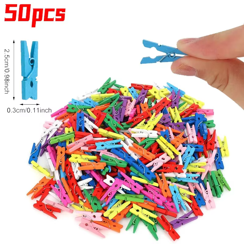 Petites pinces à linge colorées en bois, pinces à papier Photo pour suspendre des photos, artisanat 