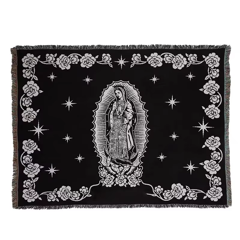 Couverture de sieste de la Vierge Marie, tapisserie de climatisation de bureau, couvertures rouges e