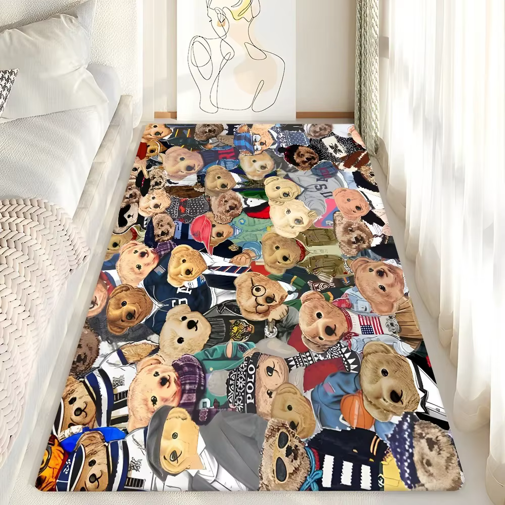 Tapis de sol ours en peluche mignon, tapis de salle de bain, décoration de chambre d'enfants, balcon