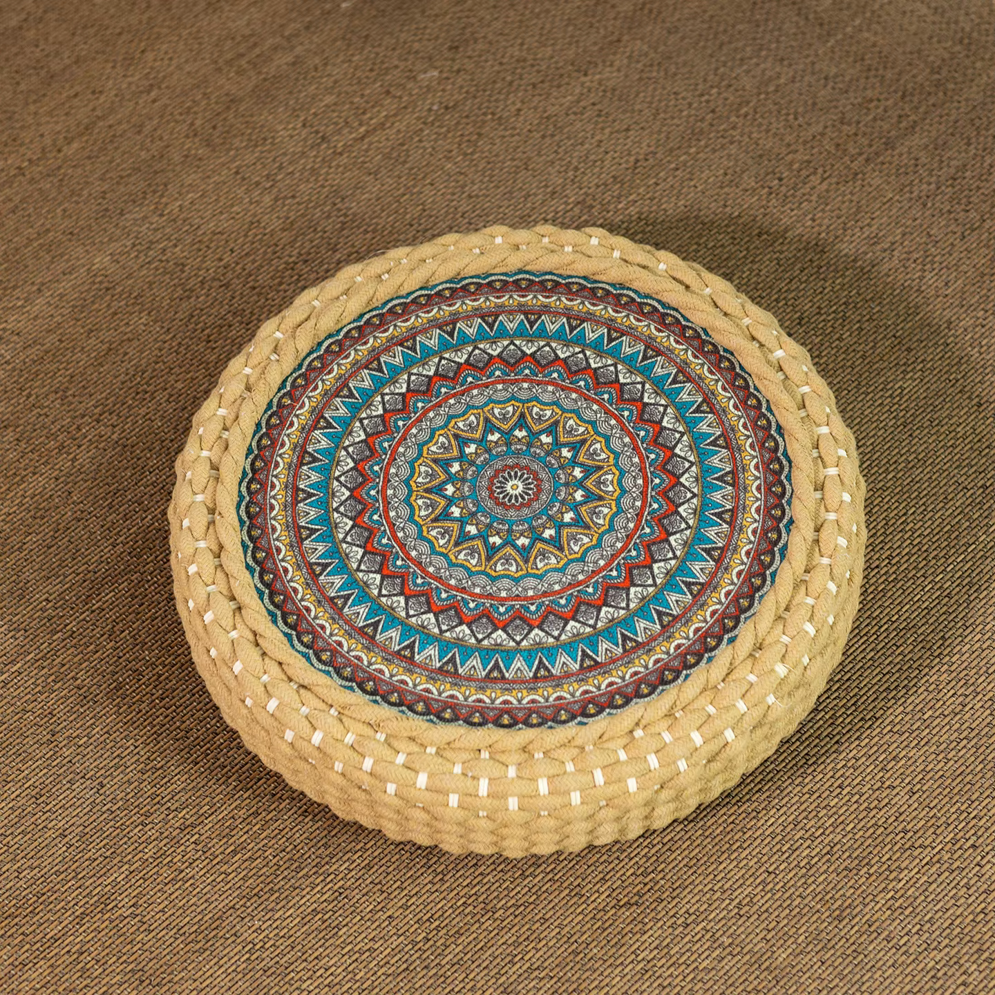 Coussin de sol en corde de coton coloré, tapis de méditation minimaliste de Style Tatami japonais, s