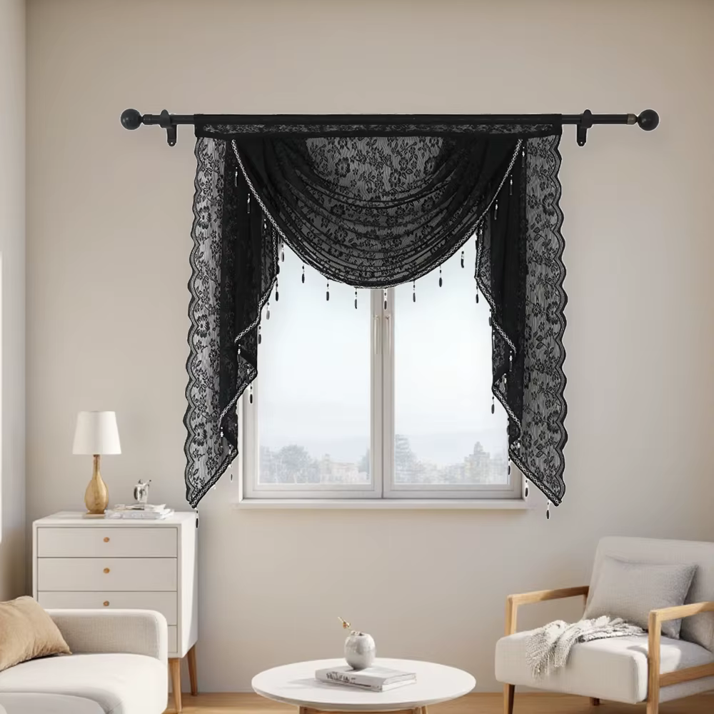 [Cortine Vintage] 1 pièce rideau de cantonnière florale brodée à la main de Style Vintage en Polyest