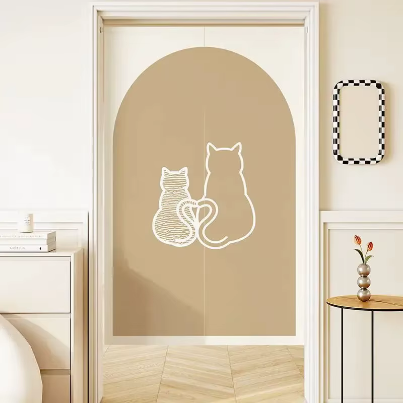 VIKAMA Rideau de porte imprimé chat, séparateur de pièce pour chambre à coucher, cuisine, salle de b