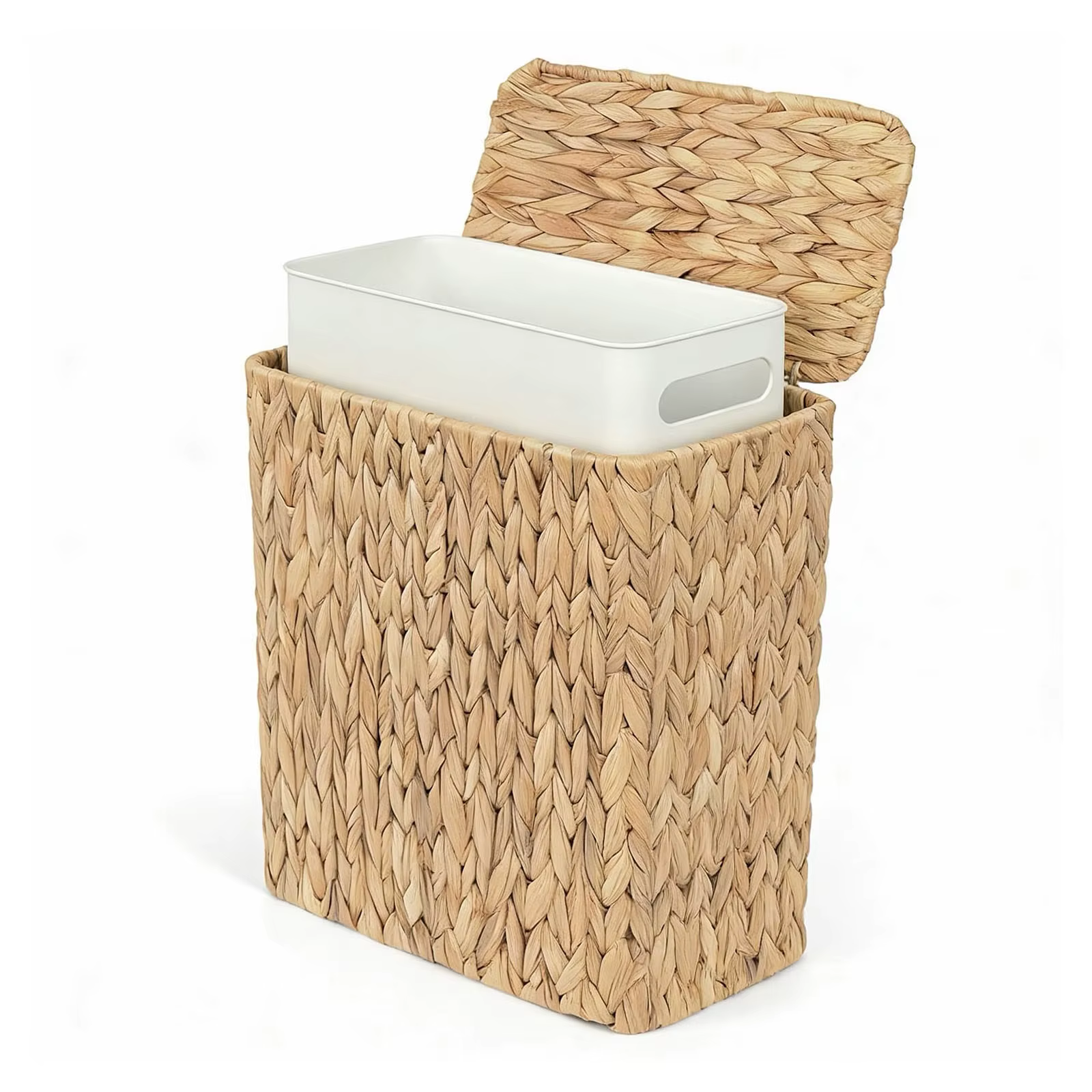 Poubelle de salle de bain de 2,5 gallons avec couvercle et doublure amovible, poubelle en rotin, jac