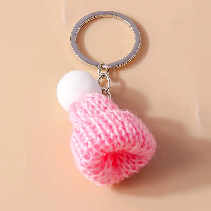 Porte-clés de chapeau de Noël coloré fait à la main pour femmes et hommes, pendentif de sac à main d