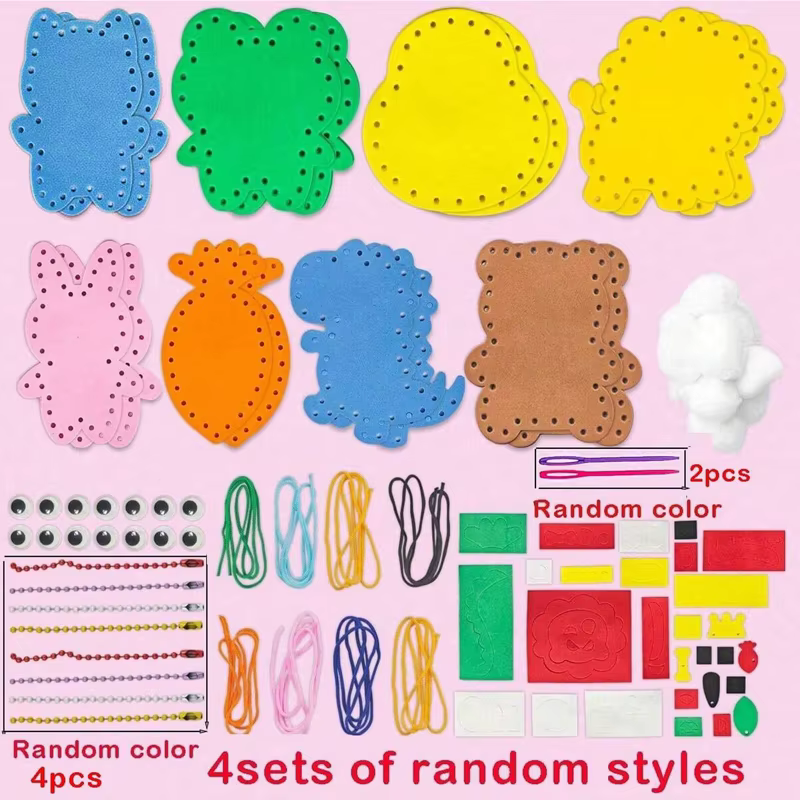 Ensemble de couture Simple pour enfants, Art fait à la main, 8 poupées simples avec porte-clés, acce