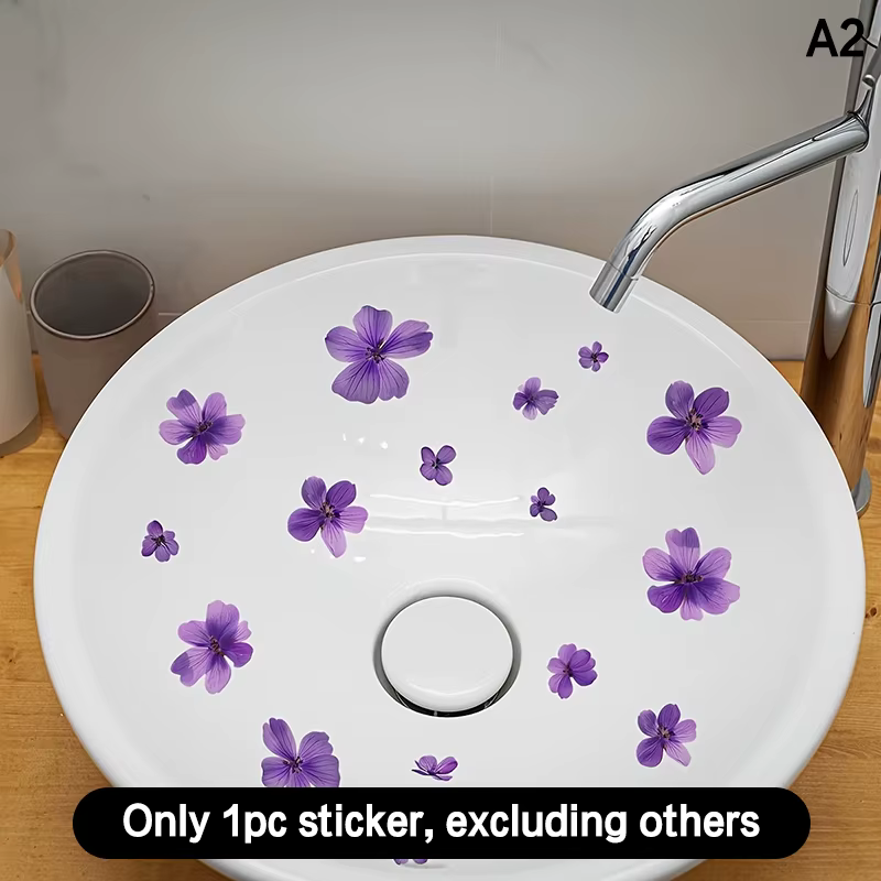 Autocollants floraux pour lavabo de salle de bain, autocollants décoratifs amovibles, auto-adhésifs,
