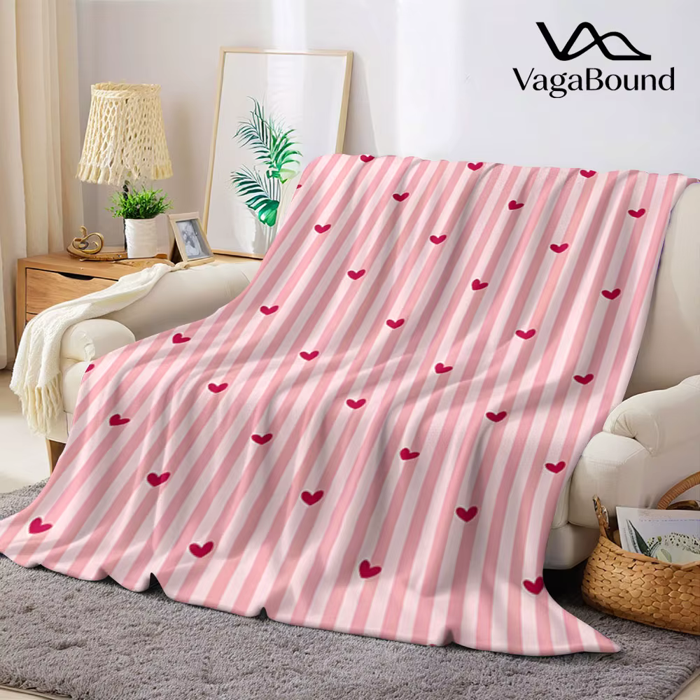 Couverture en flanelle à motif de cœur, parfaite pour le canapé, le bureau, le lit, les voyages, le 