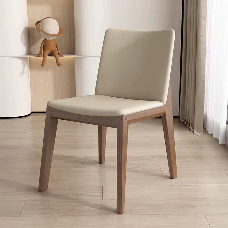 Nordique, bois massif, chaise de salle à manger, moderne, simple, ménage, coton et lin, tissu, tabou