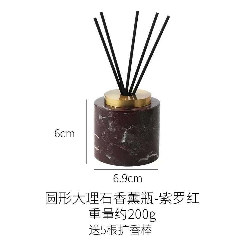 Bouteille d'aromathérapie en marbre naturel simple de style européen, bâton diffuseur pour salon, ch