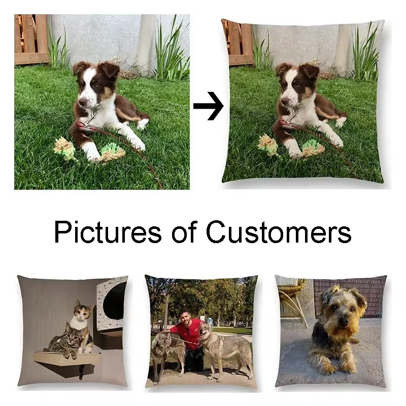 Housse de coussin personnalisée en lin, animaux de compagnie, taie d'oreiller personnalisée pour béb