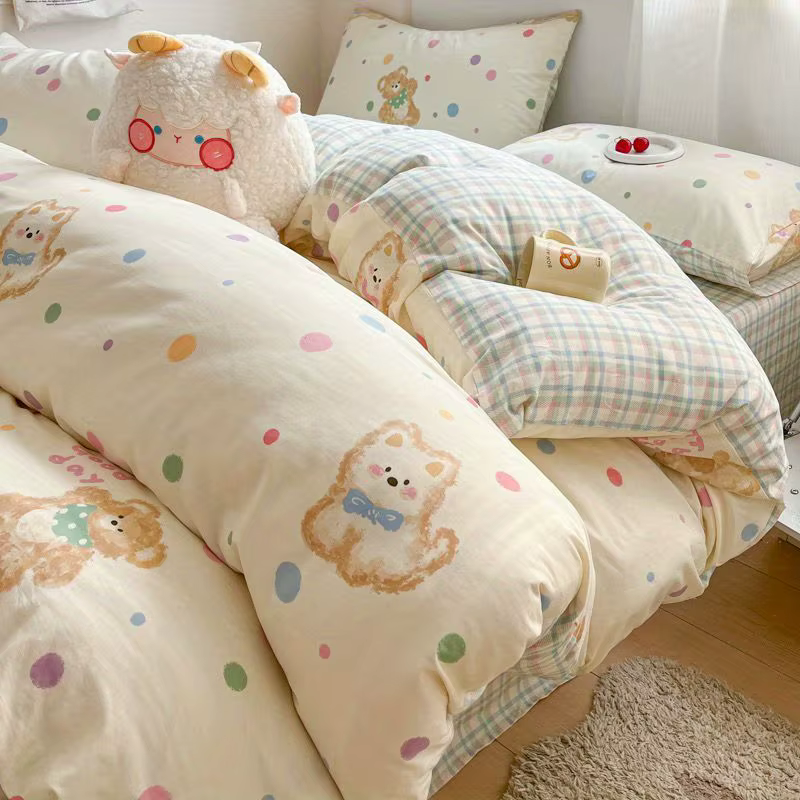 Ensemble de housse de couette pour enfants et adultes, avec drap plat, taies d'oreiller, dessin anim