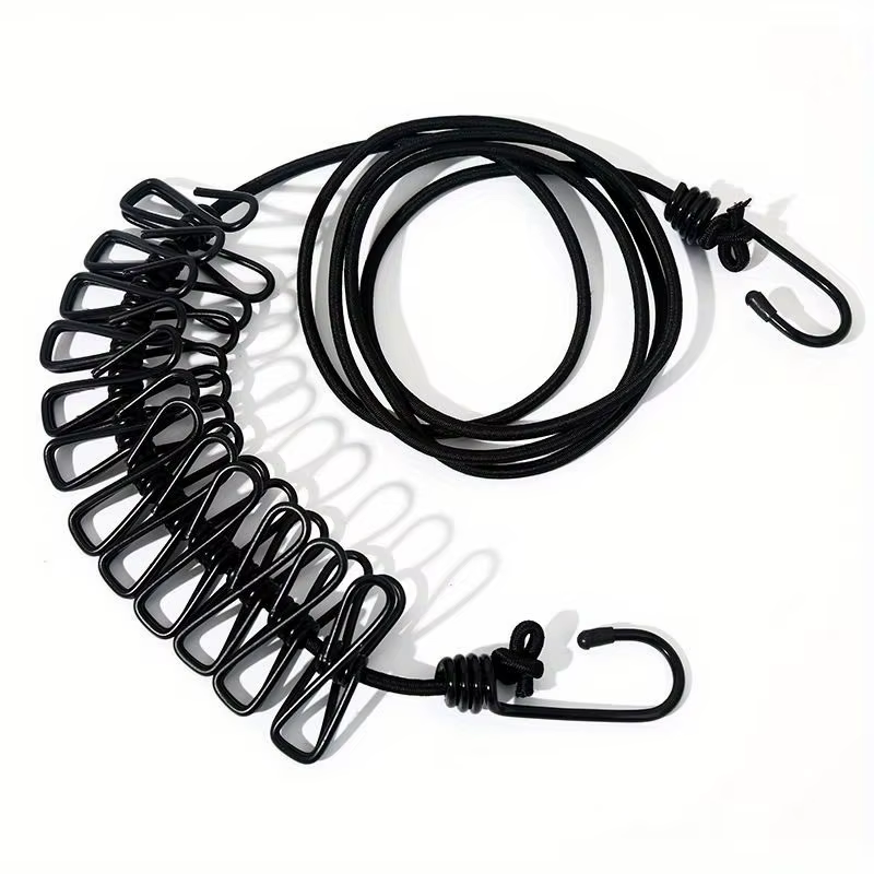 Corde à linge Portable avec 12 pinces à linge, corde à linge de voyage, ligne à linge élastique rétr