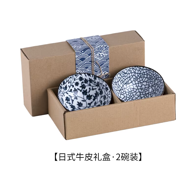 Filles de 4.5 pouces en porcelaine bleu-blanc, ensemble de bols à riz en céramique, ustensiles de cu