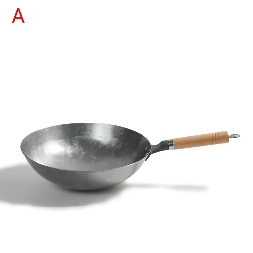 Wok en fer chinois antiadhésif fait à la main, poêle sans revêtement, ustensiles de cuisine pour cui