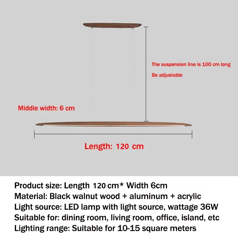 Lampes suspendues en bois lampes suspendues Table moderne LED longue lumière linéaire cuisine île bu