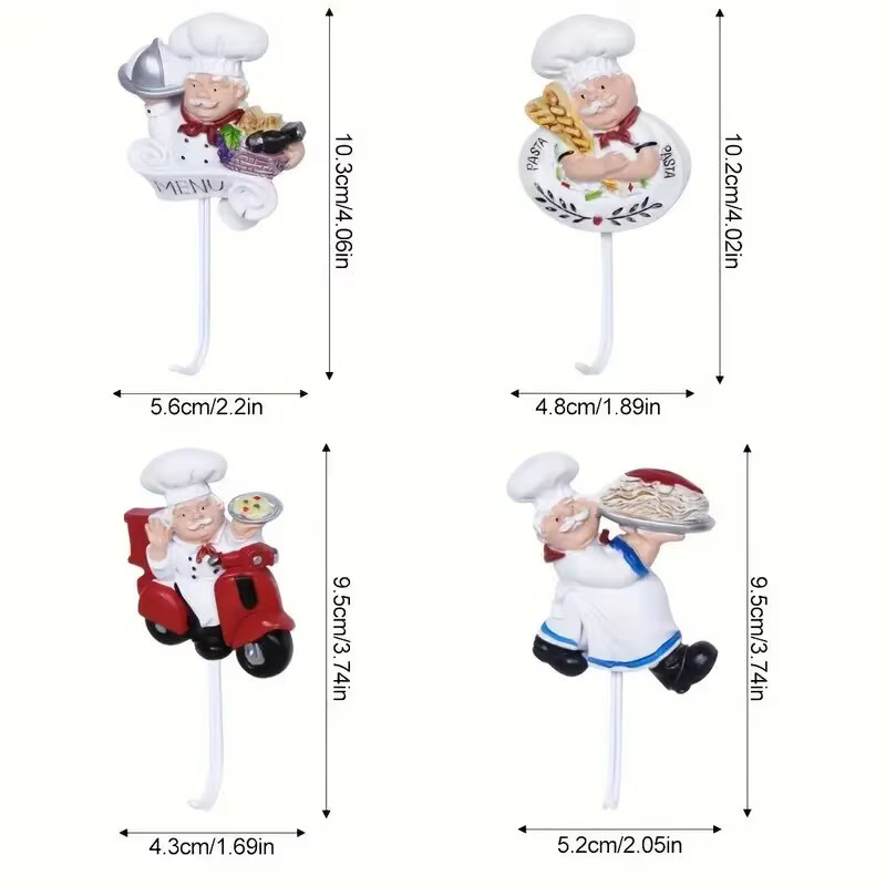 Ensemble de crochets muraux fantaisistes pour chef français, cintre décoratif à usage d'étagère pour