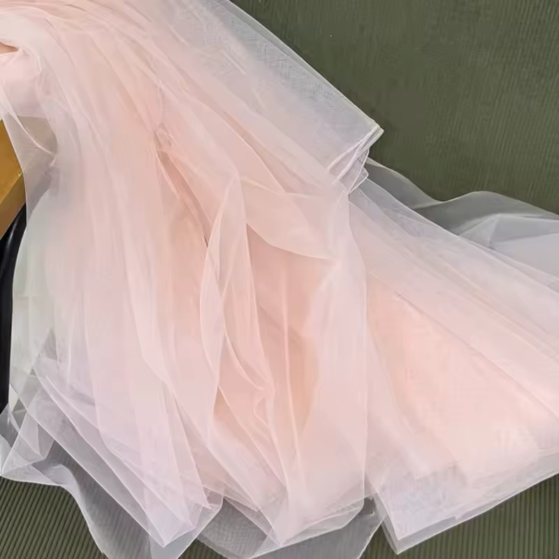 Tissu en Tulle doux marron clair gris, rideau de célébration de mariage, disposition en maille pour 
