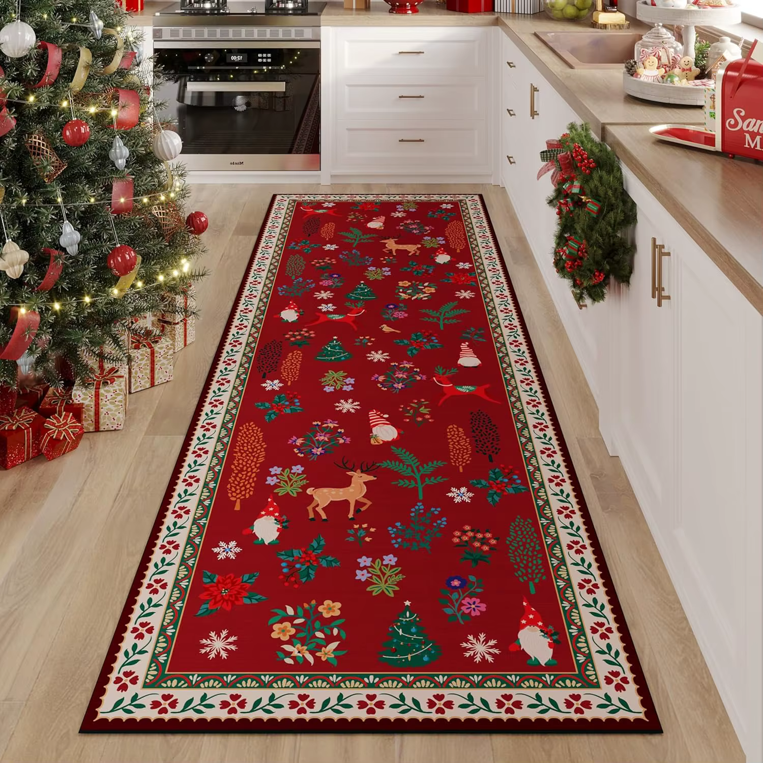 VIKAMA Tapis de course pour couloirs de cuisine Tapis antidérapants lavables en machine avec support