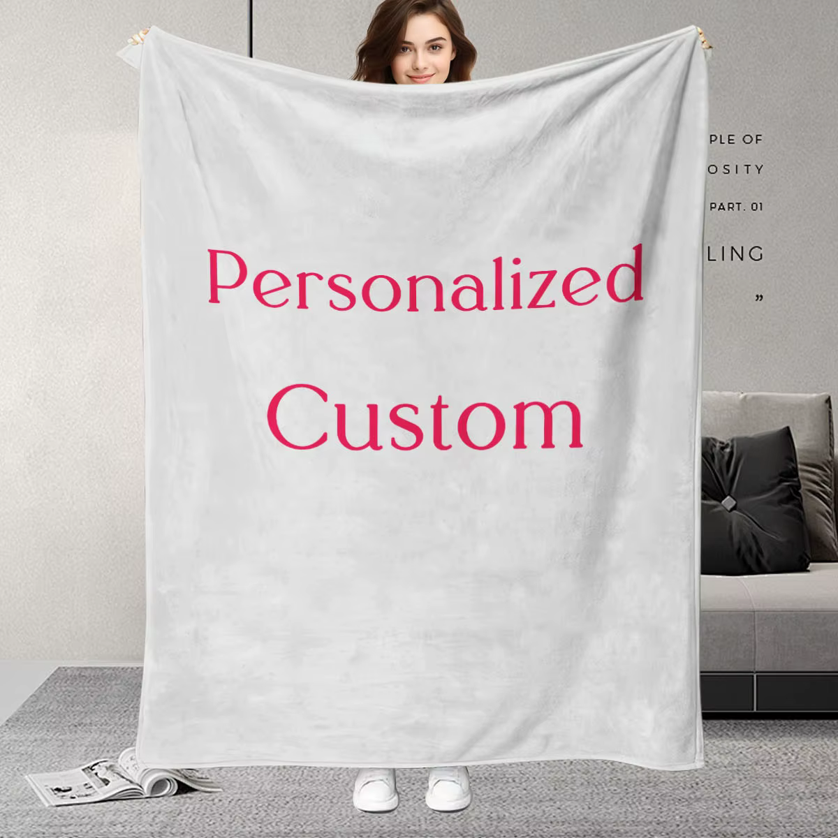 Couverture personnalisée avec photo – Cadeau unique pour petit ami, anniversaire, filles, chiens, cé